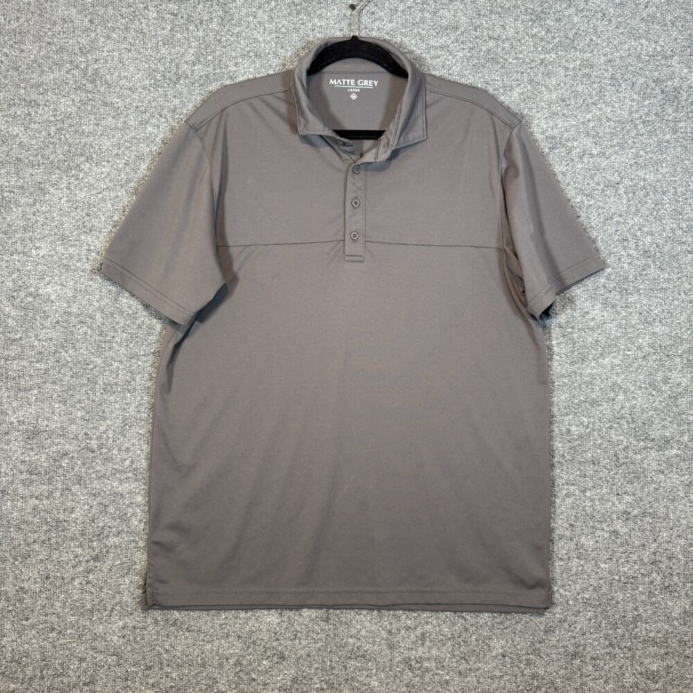 Matte Grey Shirt Mens‎ Large Gray Short Sleeve Polo Golf Shirt Performance